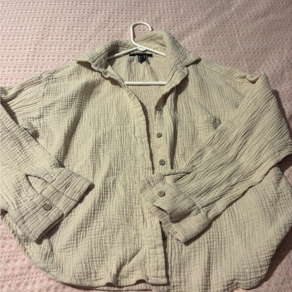 Forever 21 Light Cream Textured Top